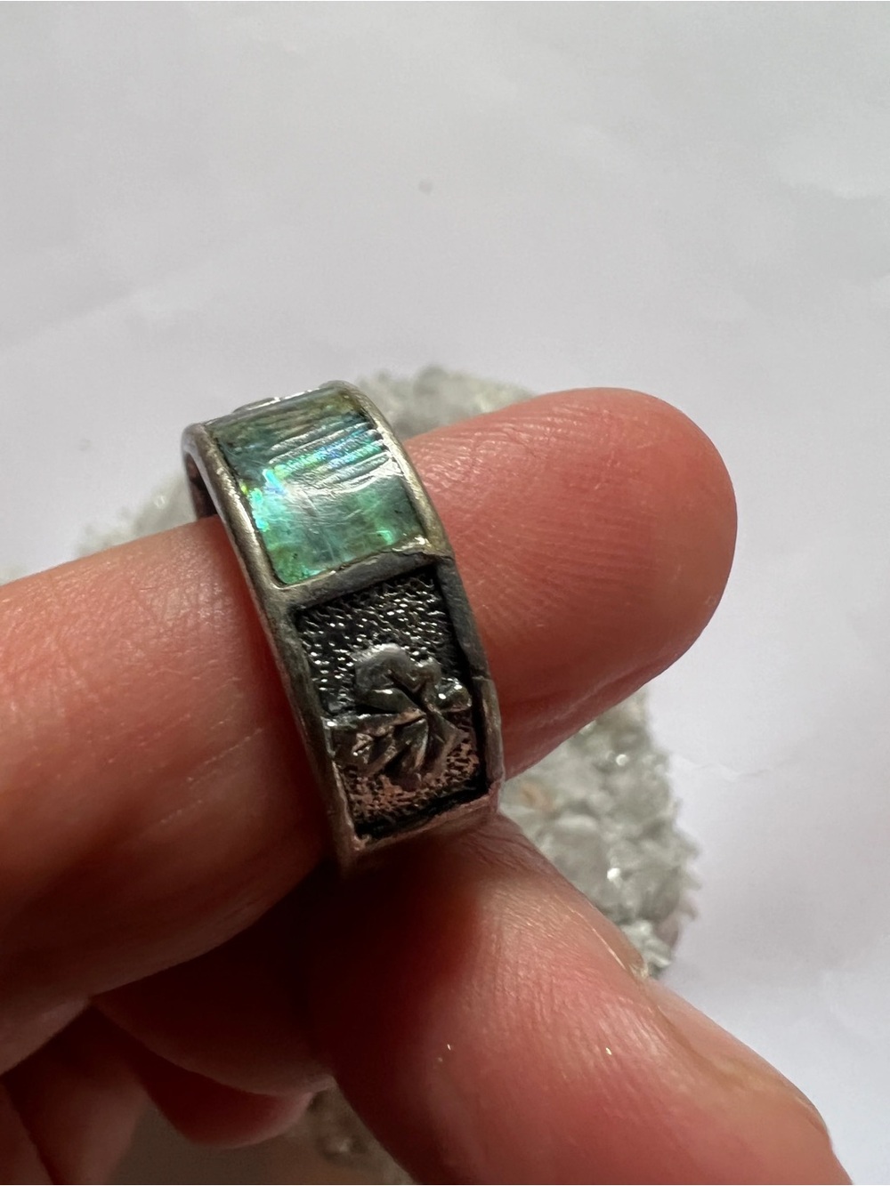 Vintage Abalone Shell Ring - size 7